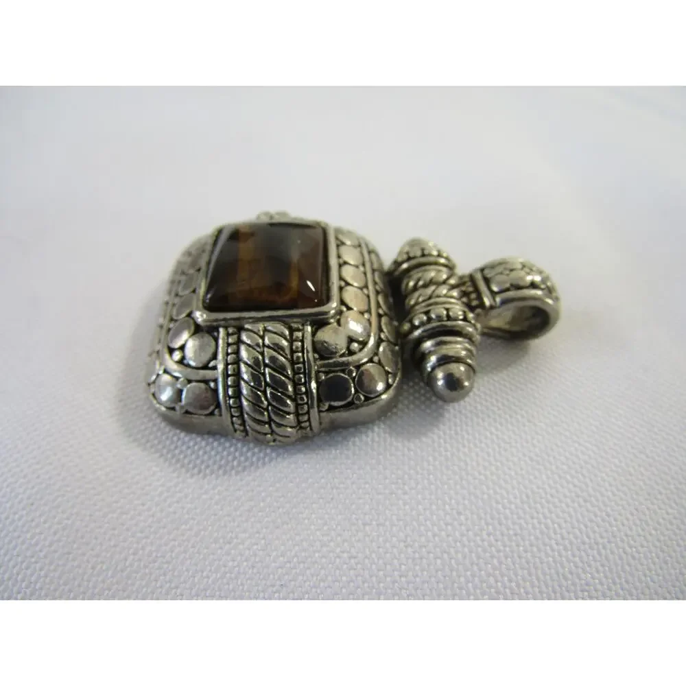 Silver Brown Tigers‎ Eye Topaz Pendant 1
